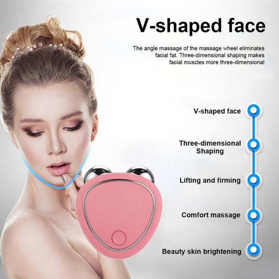 Portable microcurrent face lifting massager for V-shaped face, enhancing three-dimensional shaping and skin firmness.