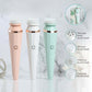 4-in-1 rechargeable facial cleansing brush in three colors: pink, white, and green, showcasing various brush heads.