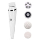 4-in-1 rechargeable facial cleansing brush with multiple brush heads for exfoliation and cleansing.